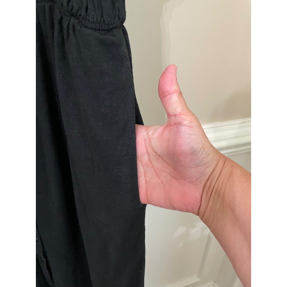Universal Thread Black Linen Blend Button Front Smocked Midi Sundress Size M - Picture 6 of 8
